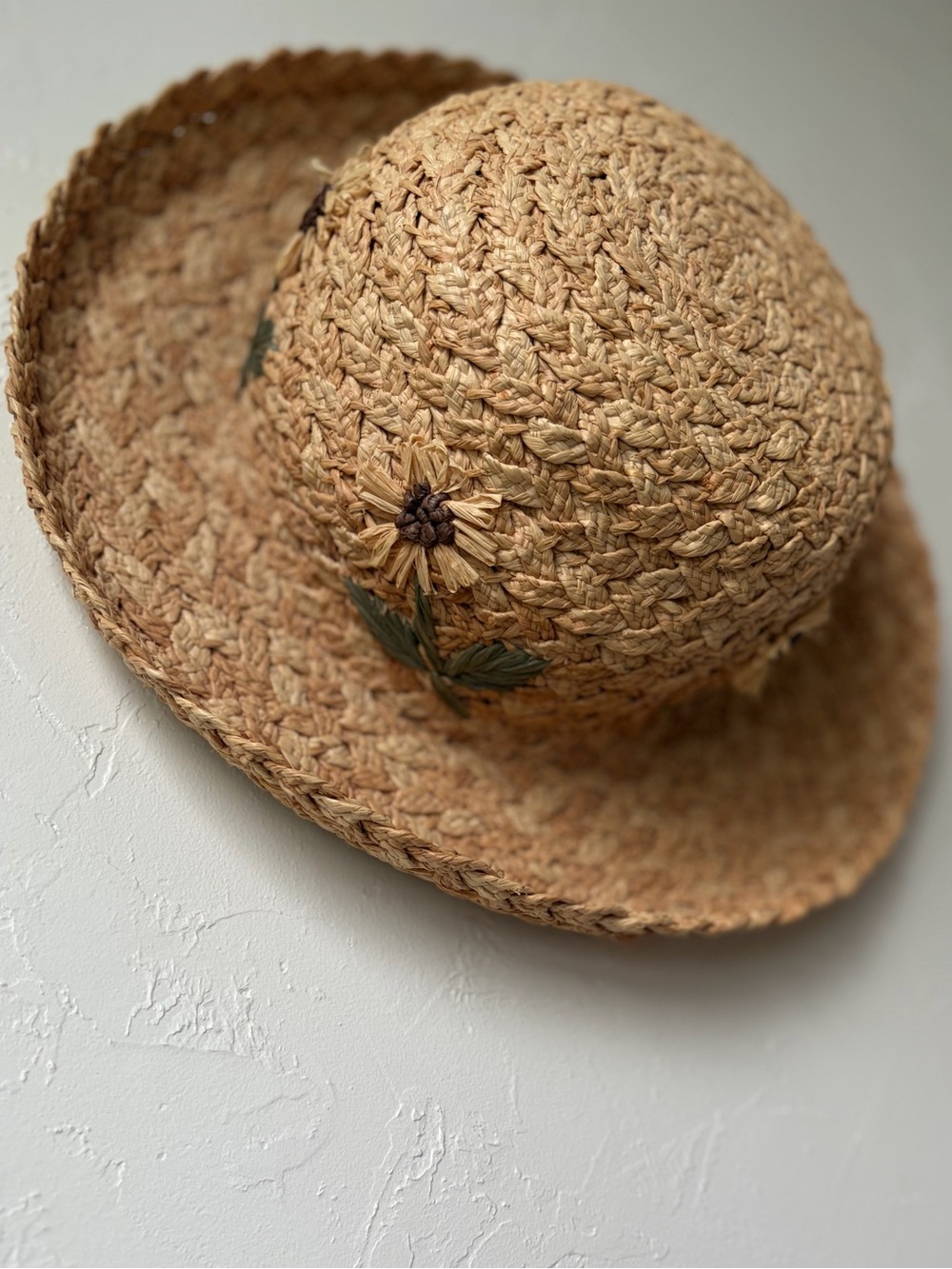 Gap Straw Sun Hat Wide Brim Floral Raffia Boho Cottagecore S/M